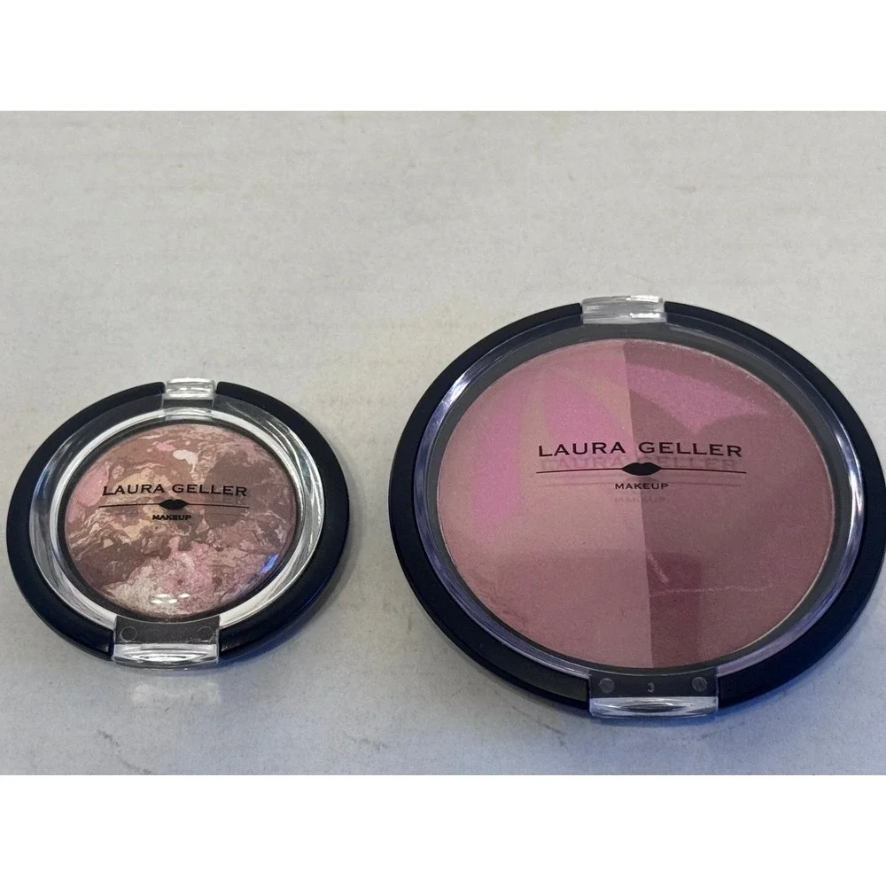 Laura Geller Baked Blush-N-Brighten BERRY blush, bronzers, brush Lot NEW